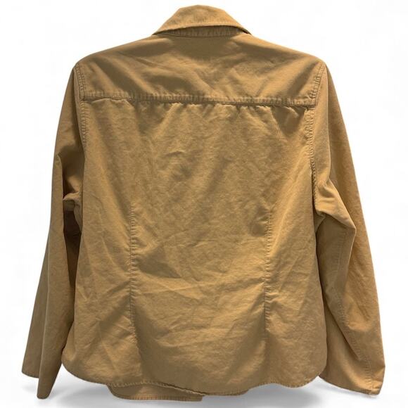 J.Jill Fine-Wale Corduroy Tan Beige Shirt Tuxedo Pleat Detail 100% Cotton Large - Picture 3 of 5